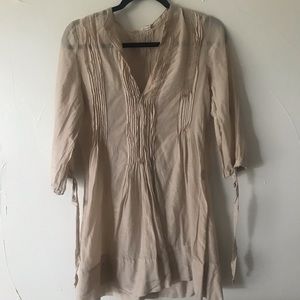 LAK LOOK silk and cotton beige cover up